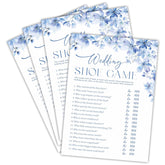 Wedding Shoe Game Bridal Shower Games - Blue Floral - 30 Pcs Double-Sided Fill-In Wedding Game Cards For Newlyweds, Engagement Party Activities & Decorations -A03
