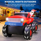 7Ft Christmas Inflatables Outdoor, Santa Claus On Monster Truck Blow Up Yard Decor With Built-In Led Lights, Waterproof