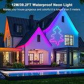 40FT RGB Neon LED Rope Light Waterproof Bluetooth App Remote Music Sync Flexible Strip