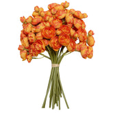 Ranunculus Artificial Flowers (Citrus Orange, 18 Pieces), Silk Mini Bouquets For Home Decor, Wedding, Table Centerpiece And Bridal Shower Decorations, Diy Bulk Faux Floral Arrangements