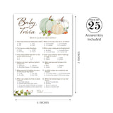 White Pumpkins Baby Shower Games, Baby Trivia Game - Pack Of 25 - Fall Baby Shower Activity, Rustic Gender Neutral Little Pumpkin Autumn Couples Shower, Fun Baby Facts Gender Reveal Party G332-Trv