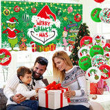 59Pcs Merry Christmas Decorations Backdrop Banner Porch Sign Hanging Outdoor Decorations Balloons For Party Supplies