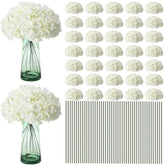 Silk Hydrangea Artificial Flowers Heads With Stems Faux Hydrangea Flowers For Wedding Centerpieces Bouquets Diy Floral Decorations For Home Indoor(White,100 Pieces)