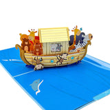 Pop Up Greeting Card Cartoon Animals Boat Adventure Journey Kid’S Gift Birthday Thank You Family Present For Children Fun Celebration