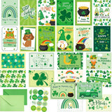 24Pcs St. Patrick'S Day Cards Assorted Shamrock Green Greeting Cards With Envelopes And Stickers For Happy St Patrick'S Day Supplies