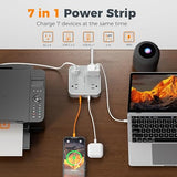Surge Protector Flat Plug Power Strip 4 Outlets 3 USB Ports 2 USB C 5FT Extension Cord Grey