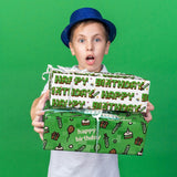 Pixel Style Birthday Wrapping Paper - 4 Jumbo Sheets, 28 * 40 Inches - Retro Video Gaming Gift Wrap, Perfect For Birthday Christmas