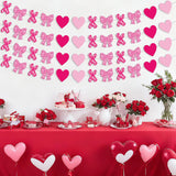 4 Pcs Pink Xoxo Heart Garland Valentines Day Pink Bow Decorations Banner Heart Hanging Garland Romantic Xoxo Banner For Valentine Anniversary Wedding Party Decorations Supplies