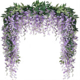 3Pcs 7Ft Artificial Wisteria Vine Garland Fake Flower Wisteria Garlands For Outdoor Indoor Wedding Wall Badroom Decoration(Purple)