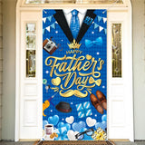 Happy Fathers Day Decorations Banner Fathers Day Door Cover Banner for Indoor Outdoor Fathers Day Party Decoration Supplies, 35.4 x 70.8 inch