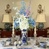 4Pcs Blue Delphinium Artificial Flowers, 34'' Lifelike Faux Larkspur Silk Flowers,Long Stem Fake Delphinium Plant Flower For Tall Floor Vase Outdoor Bouquet Home Table Kitchen Decor