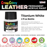Titanium White Premium Acrylic Leather And Shoe Paint, 2 Oz Bottle - Flexible, Crack, Scratch, Peel Resistant - Artist Create Custom Sneakers, Jackets, Bags, Purses, Furniture Artwork