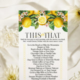 Lemon Bridal Shower Games Would She Rather - 25 Card Pack - This Or That Game Fun For Graduation Parties, Rehearsal Dinners & Birthdays - Main Squeeze Botanical Design