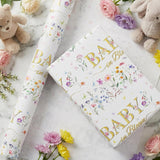 Floral Baby Shower Wrapping Paper Wildflower Newborn Gift Wrap Baby In Bloom Wrapping Paper With Butterfly Design For Kids Birthday Holiday Christmas Newborn Party Supplies, 17 Inch X 16.4 Feet
