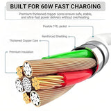4 Pack USB C to USB C Fast Charging Cable 60W 6FT 10FT Type C Charger for iPhone 17 16 15 MacBook Samsung