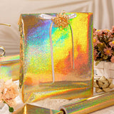 Golden Wrapping Paper Roll, Metallic Holographic Star Gift Wrap For Birthday, Valentines, Mothers Day, Graduation, Wedding, Fathers Day, Baby Shower, Christmas (17 In X 32.8 Ft)