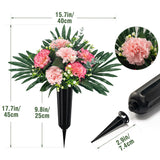 Fake Flowers Cemetery Vases For Grave Artificial Flowers For Cemetery Plastic Flowers For Outdoors Headstone Saddle For Grave Holiday Flowers Christmas Decorations(Pink 2Pcs)
