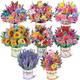8 Pack Paper Flower Pop Up Cards, Flower Bouquet Card Popup 3D Greeting Cards For Mother'S Day, Graduation, Anniversary, Birthday, Congratulations, Get Well, Home Decor, With Envelope And Note