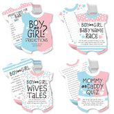 Big Dot of Happiness Baby Gender Reveal - 4 Team Boy or Girl Party Games, 10 Cards Each, Baby Shower Game Accessories, Party Supplies - Gamerific Bundle