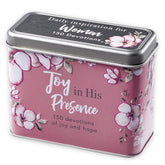 Scripture Devotional Cards For Women: Joy In His Presence – 150 Classic Devotion Prayer Card Encouraging Bible Verse, 75 Double Sided Cards In Sturdy Storage Gift Tin, Floral Pink