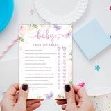 5" X 7" Floral Baby Shower Double-Sided Game Cards With Answer Card - 50 True Or False & Baby Trivia - 2 Games, Gender Reveal Game Cards - Party Decor & Supplies - A04