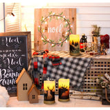 3Pcs Battery Operated Real Wax Pillar Candles With Charming Deer,Moose, Bear Decals,Flameless Flickering Led Candles With Hemp Rope And 6H Timer,Rustic Home Decor For Christmas (D3 X H6)