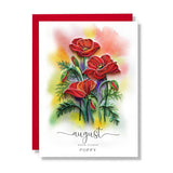 Birth Flower Card, Handmade Quilling Floral Card For Birthday, Anniversary, Birth Month Flower For Mom, Women, Daughter, Birth Flower Gift Decorations, 12 Months Of Year Flower Card (August)