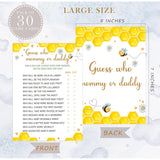 Bee Guess Who Mommy Or Daddy Games, Pack Of 30 Game Cards, Baby Shower Games, Gender Neutral Boy Or Girl, Fun Baby Game And Activity - Gn17