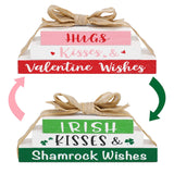 Valentine'S Day Tiered Tray Decor - Reversible Wooden Books Stack - Mini Faux Book Decor - Farmhouse Table Decor Bundle - Shamrock Faux Bundle - Valentine Decor For Home