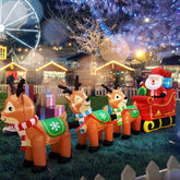 12 Ft Christmas Inflatables Outdoor Decorations Giant Blow Up Yard Decorations Inflatable Santa Claus On Sleigh And 3 Re
