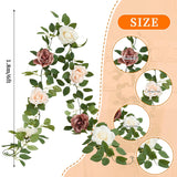 Artificial Rose Garlands Rose Vines Leaves Banners Hanging Floral Garland Fake Rose Flower Vine For Wedding Arch Ceremony Home Garden Outdoor Party Wall Decorations