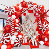 149 Pcs Christmas Balloon Garland Arch Kit, Red White Balloon Candy Cane Balloons Gift Box Balloons For Christmas Party Decorations