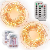 2 Pack Battery Operated LED String Lights 16.5FT 50 Dimmable LEDs with Remote Waterproof for Christmas Wedding Decor