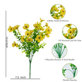 Artificial Fake Flowers Plants For Outdoors Outside Fall Autumn Decorations,Faux Mums Flowers Plants Silk Daisy Greenery Realistic Uv Resistant Planter Front Porch Patio Garden Home 16 Bundles?Yellow?