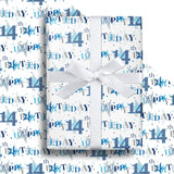 14Th Birthday Wrapping Paper Roll - Blue Happy 14Th Birthday With Heart Gift Wrap For For Age14 Teens, Kids, Boys - Mini Roll - 17 Inches X 16.4 Feet (23.2 Sq.Ft.)