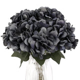 Artificial Flowers Silk Hydrangea Flowers With 5 Big Heads Fake Flower Bunch Bouquet For Home Wedding Party Decor Diy (Grey)