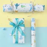 Blue Baby Wrapping Paper Roll-17 Inches X 32.8 Feet, Mini Roll, Sea Creatures Design Wrap Paper For Baby Shower, Boys' Birthday Party, Newborn, New Moms, Little One, 1St Baby, 1 Roll