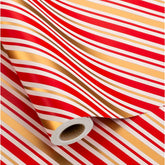 Christmas Stripe Wrapping Paper Roll - 17 Inch X 33 Feet - Classic Red Candy With Gold Diagonal Stripes Winter Holiday Gift Wrap For Weddings Birthday Party Showers And Scrapbooking