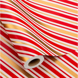 Christmas Stripe Wrapping Paper Roll - 17 Inch X 33 Feet - Classic Red Candy With Gold Diagonal Stripes Winter Holiday Gift Wrap For Weddings Birthday Party Showers And Scrapbooking