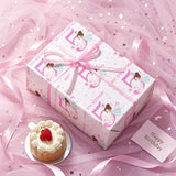 Girls 5Th Birthday Wrapping Paper Roll - Mini Roll - 17 Inch X 16.5 Feet - Girl Fairy Happy 5Th Birthday Wrapping Paper Perfect For Kids Girls, Baby Shower, Party