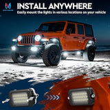 Q1 Max White Rock Lights 8 Pod Super Bright Underglow Light Kit IP68 Waterproof for Truck ATV UTV Golf Cart