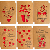 Valentines Cards With Envelopes 12 Pcs Valentines Day Cards Bulk Kraft Romantic Die Cut Design