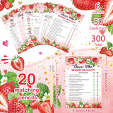 320 Pcs Strawberry Baby Shower Games Includes 6 Games Each 50 Sheets With 20 Pencils Includes Baby Descriptions And Wishes Game Guess Who Bingo Word Search