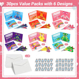 30Pcs Valentines Day Cards With Envelopes, Colorful Paper Airplane Gift Cards For Valentine’S Day, Origami Flying Airplane Greeting Cards For School Classroom Exchange Activity
