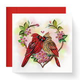 Happy Valentine Day Card, Cardinal Couple Birds Card, Artful Quilling Quilled Card For Christmas, Holiday, New Year, Valentines, Couple, Mom, Dad, Friend, Boss (Cardinal)