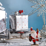Christmas Wrapping Paper Roll With Metallic Foil Shine - Mini Roll - 17 Inches X 10 Feet Per Roll, Total Of 3 Rolls - Silver Christmas Elements