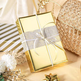 Reversible Gold Wrapping Paper Roll - 17 In X 32.8 Ft(46.5 Sq.Ft.) Metallic Gold And Stripe Design Gift Wrap For Christmas, Wedding, Birthday, Valentines Day, Mothers Day, Baby Shower