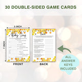 Honey Bee Baby Shower Games, Double-Sided Games Name That Baby Song & Baby Feud Game(30-Pack) With 1 Answer Card, Honeycomb Baby Gender Reveal Party Decoration Supplies(5"X7")-Game-I03