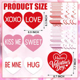 30 Pcs Hearts Hanging Swirls Decoration Pre-Strung Valentines Day Hanging Decorations Conversation Hearts Ceiling Streamers For Valentines Day Party Home Decor
