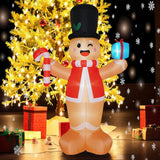 Christmas Inflatables Gingerbread Man With Gift Boxes 8 Ft, Led Inflatable Decoration For Outdoor Indoor Holiday Yard